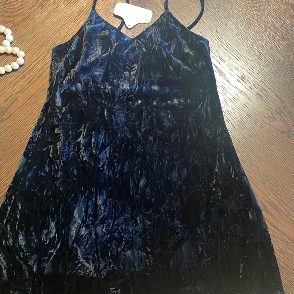 ANGIE retro Crushed Velvet Little Black Dress Medium- NWT